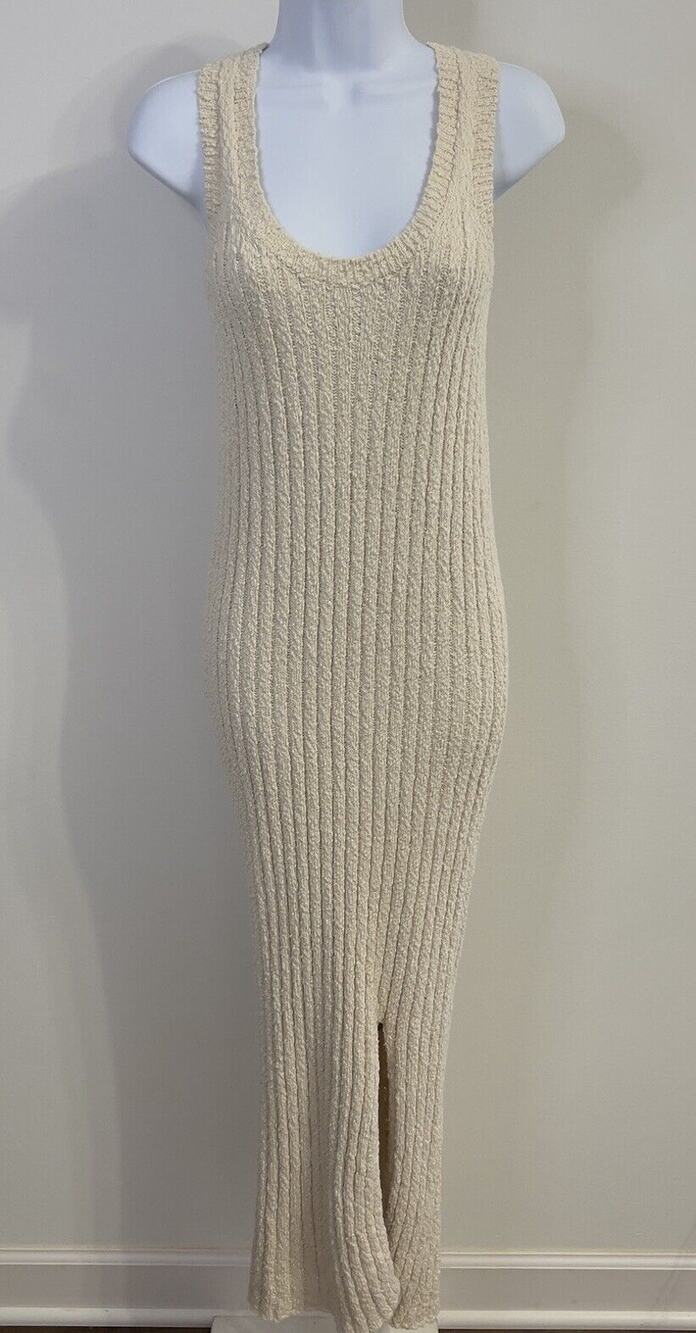 ALL ROW Chunky Knit Slit Sweater Dress Size Large Cream Woman's